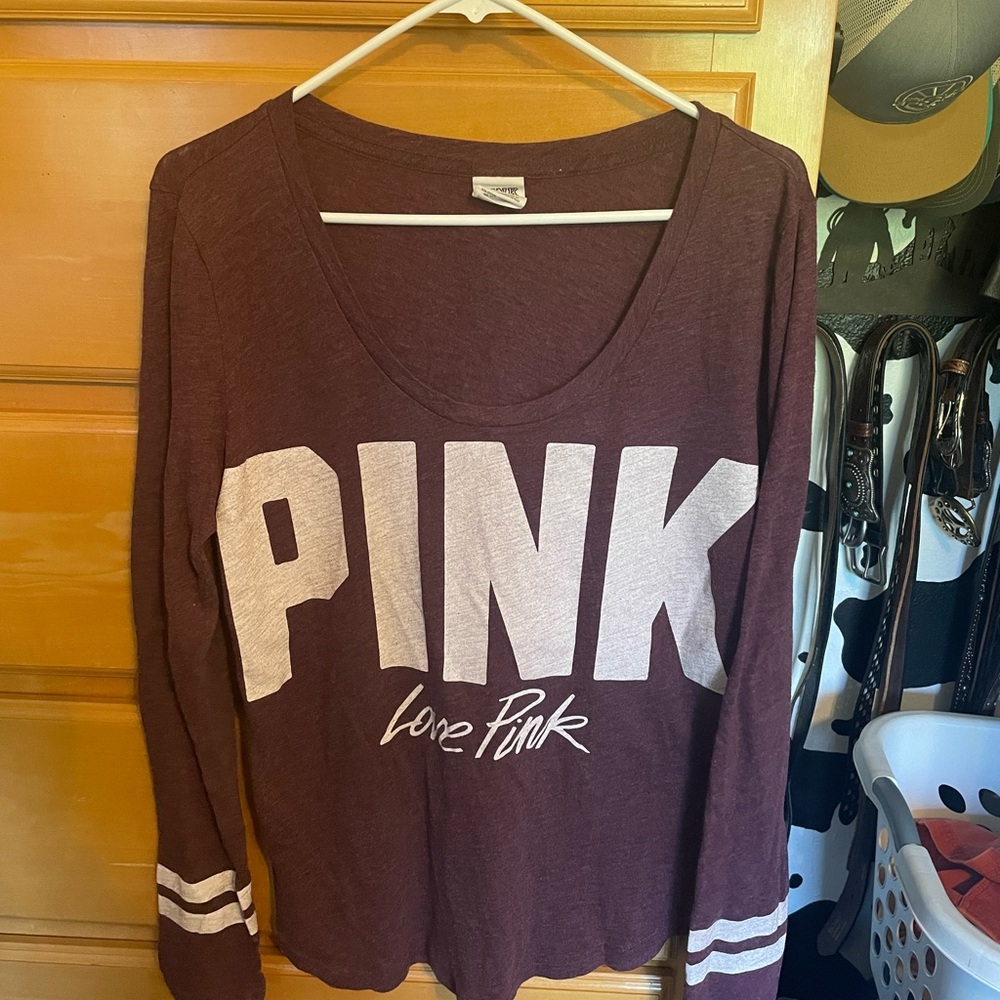 PINK Victoria's Secret Burgundy Long Sleeve Top